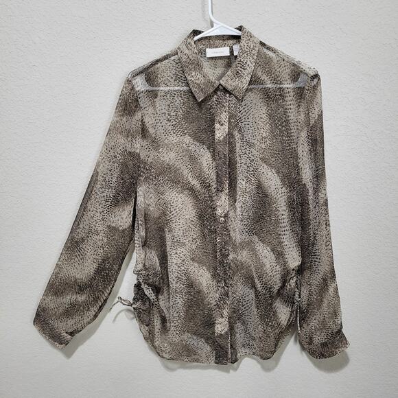 Chicos Blouse Shirt Womens Medium Chicos 1  Sheer Spring Summer Casual Snake - Picture 1 of 12